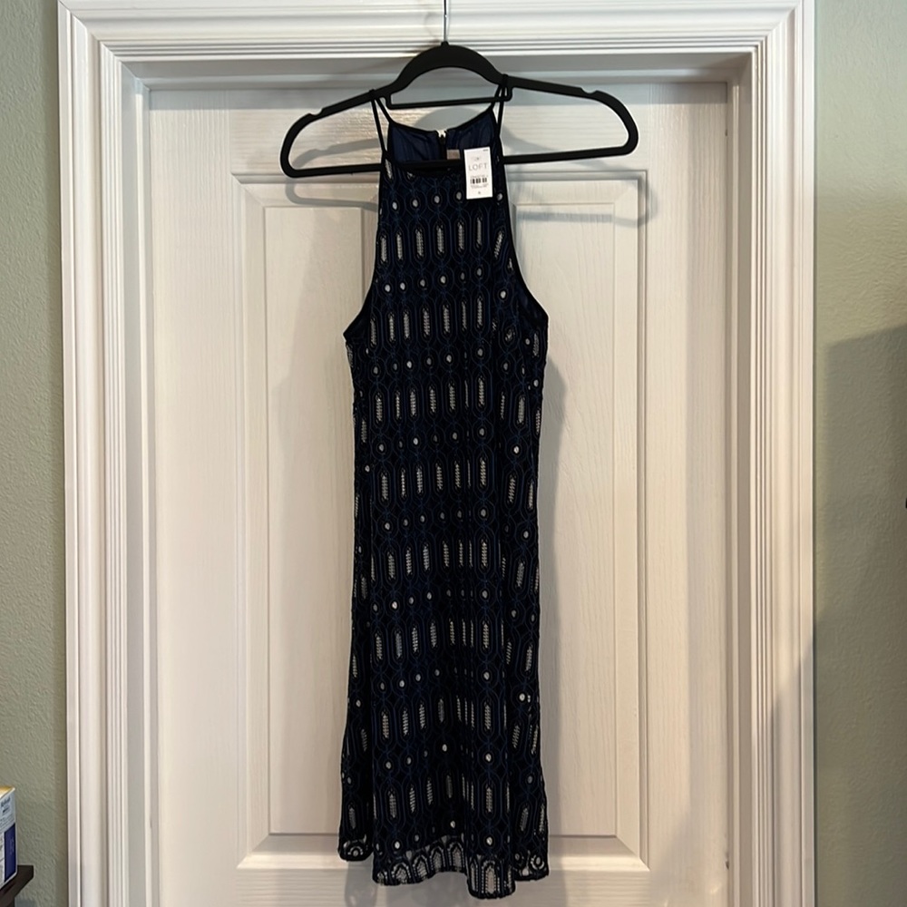 LOFT Metallic Geometric Shift Dress